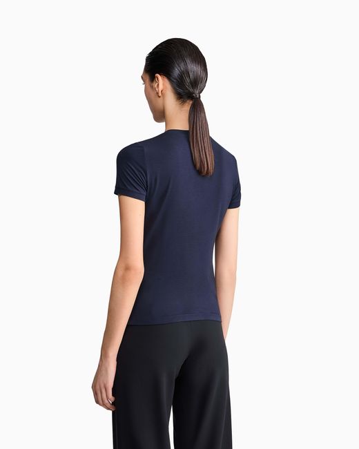 Giorgio Armani Blue Jersey T-Shirt With A Crew Neck And Short Sleeves