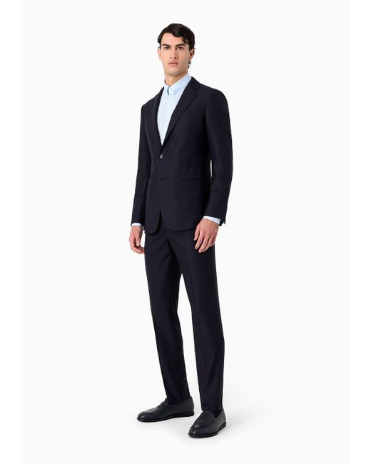 Giorgio Armani Blue Manhattan Line Single-breasted Suit In Pinstripe Virgin Wool for men