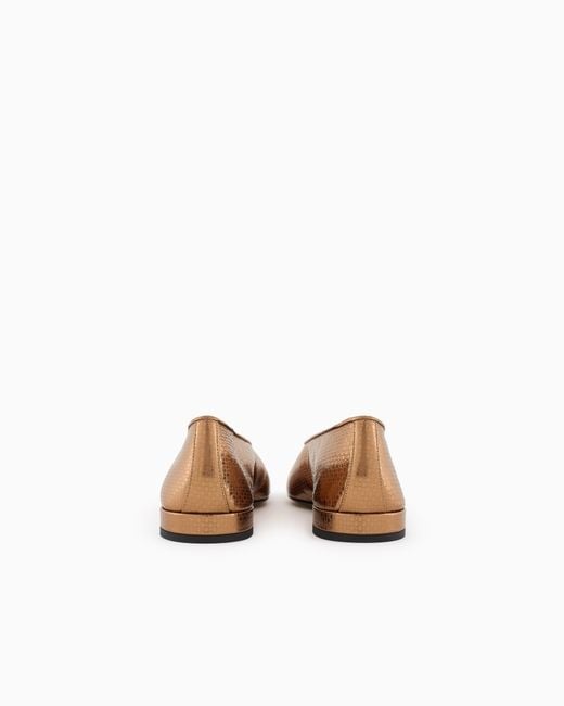 Giorgio Armani White X 10 Corso Como Lamé Leather Ballerinas