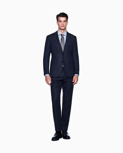 Traje Línea Soho De Abotonadura Sencilla De Lana Virgen Microestructurada Giorgio Armani de hombre de color Blue