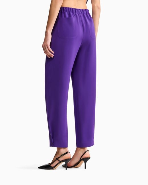 Giorgio Armani Purple Technical-Cady Straight Trousers