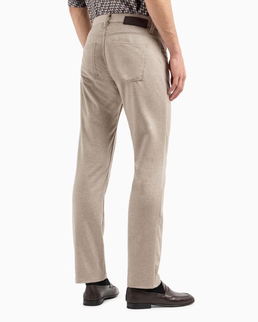 Giorgio Armani Gray Regular-Fit Five-Pocket Cotton-Denim And Silk Trousers for men