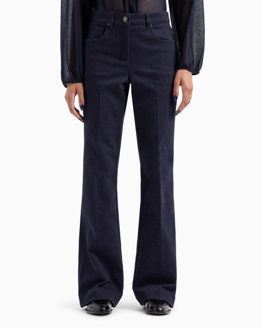 Giorgio Armani Blue Denim Trousers With High Waist And Flared Hem