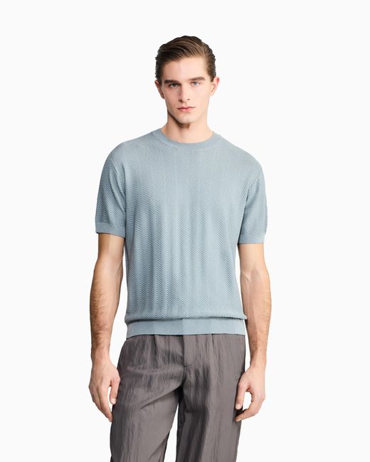 Giorgio Armani Gray Chevron Knitted T-Shirt for men