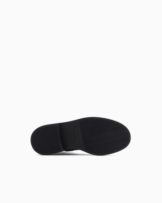 Giorgio Armani Black Smooth Leather Combat Boots