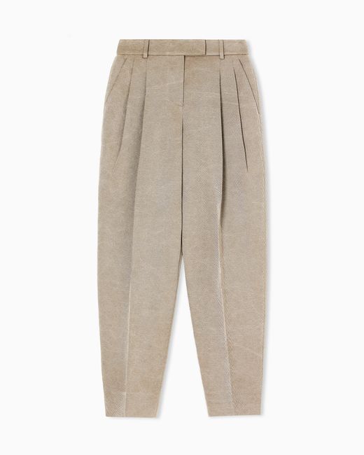 Giorgio Armani Natural Hemp, Viscose And Cotton Cavalry Double-Pleat Trousers