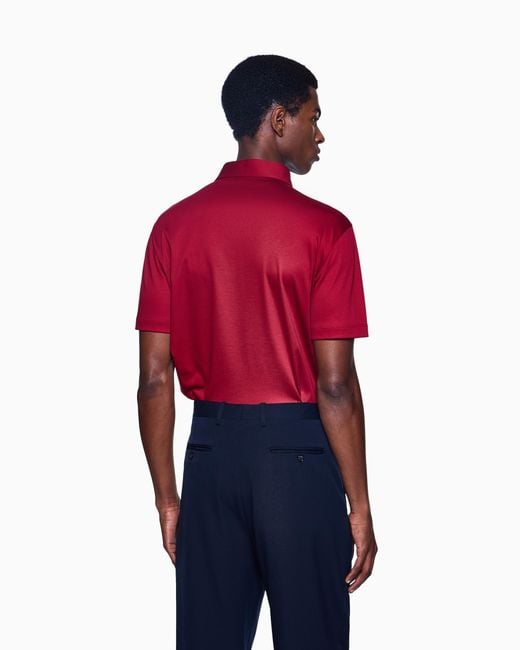 Giorgio Armani Red Interlock Polo for men