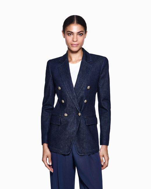 Giorgio Armani Blue Denim Collection Double-Breasted Jacket