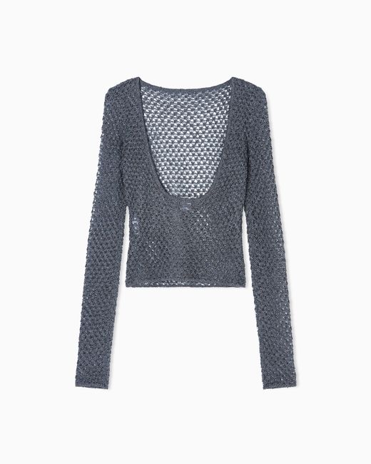 Giorgio Armani Blue Viscose And Metallic Mesh Jumper