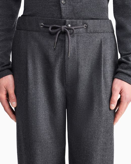 Giorgio Armani Gray Trouser Cashmere Regular Fit Solid Stretch Drap for men