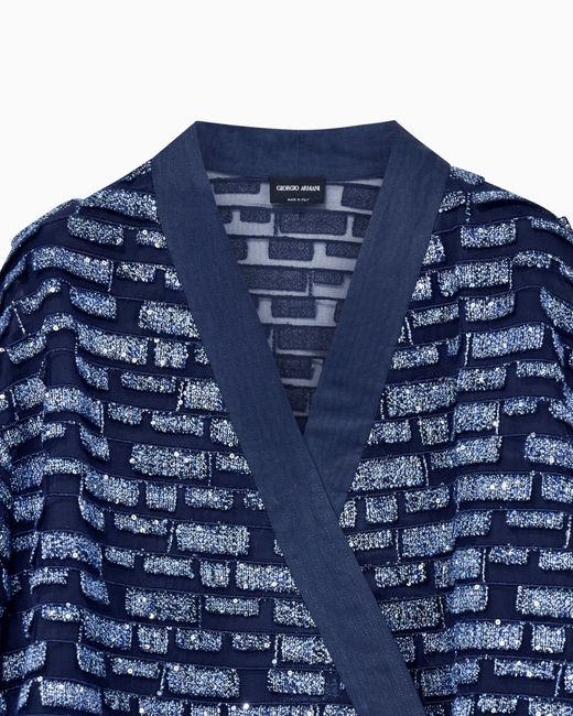 Giorgio Armani Blue Oversized Wrap Jacket
