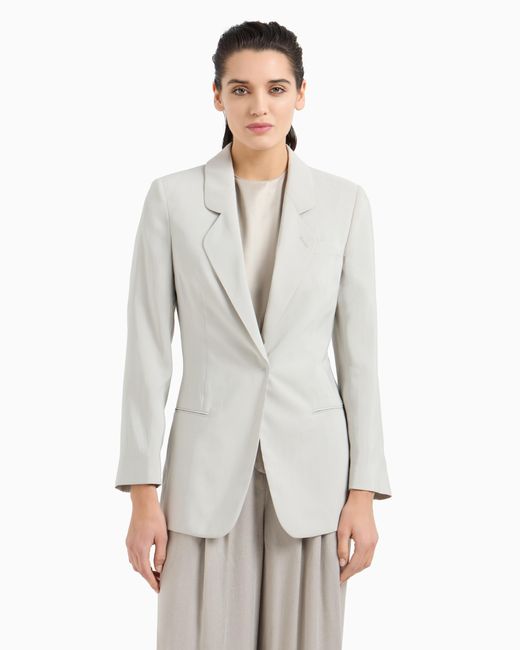 Giorgio Armani White Washed Silk Single-Breasted Jacket