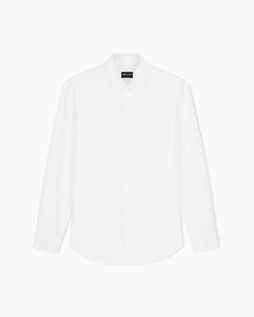 Giorgio Armani White Regular Fit Cotton Seersucker Shirt for men