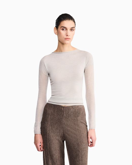 Giorgio Armani White Sweater Sweaters Seamless Cashmere Round Neck Long Sleeve