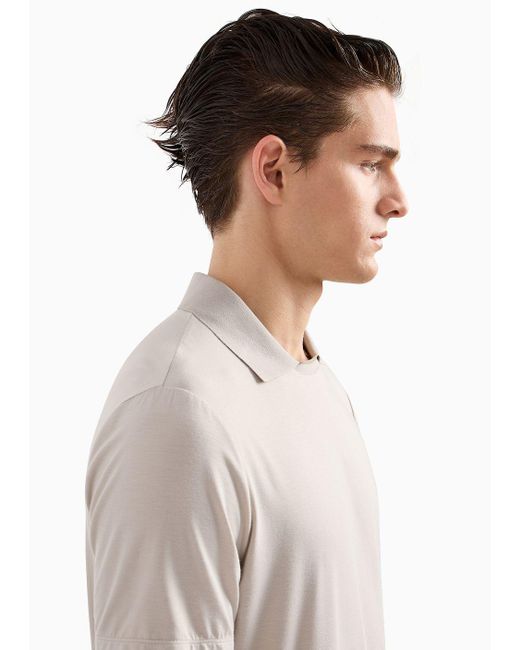 Giorgio Armani White Asv Short-sleeved Viscose-jersey Polo Shirt for men