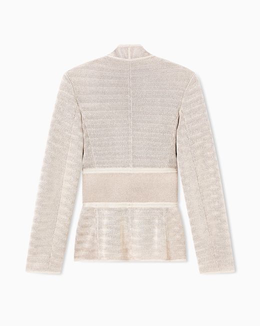 Giorgio Armani Natural Ottoman-Effect Viscose-Blend Knit Jacket