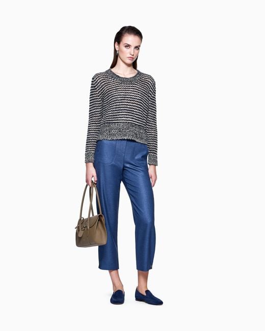 Giorgio Armani Blue Silk And Wool Trousers