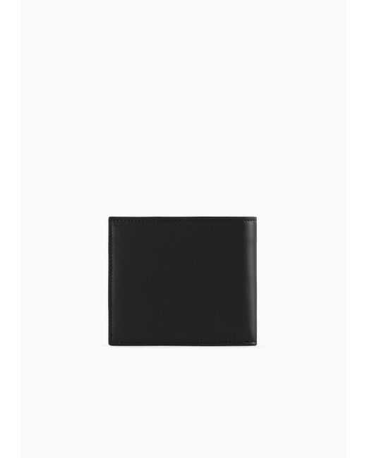 Giorgio Armani Black Nappa-leather Bifold Wallet With Embroidered Logo for men