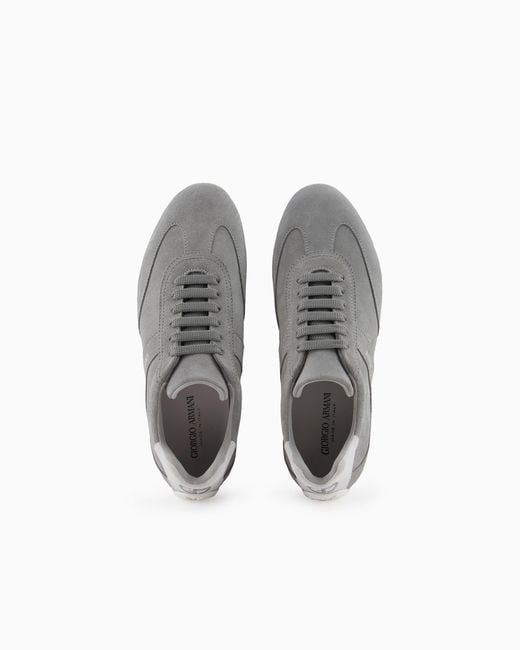 Giorgio Armani White Suede Sneakers