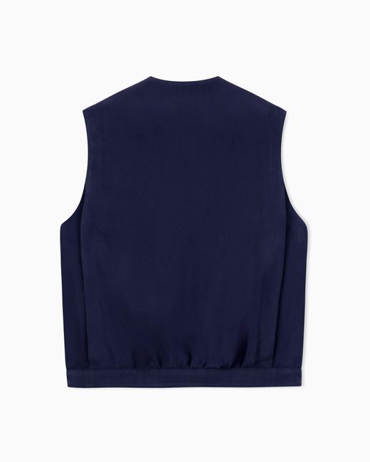 Giorgio Armani Blue Faded Viscose Twill Waistcoat for men