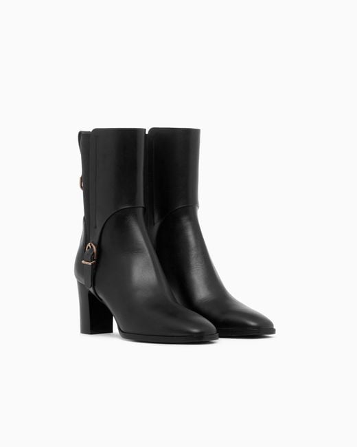 Giorgio Armani Black Boot With Rubber Details And Leather Sole