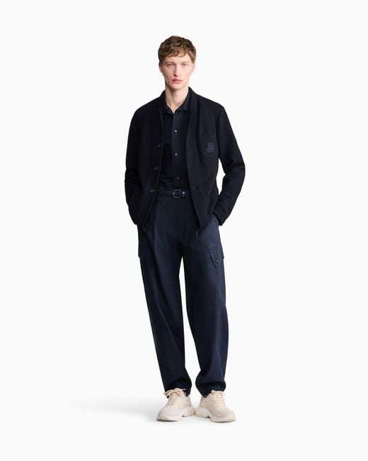 Giorgio Armani Blue Cotton-Seersucker Shirt With Pockets for men