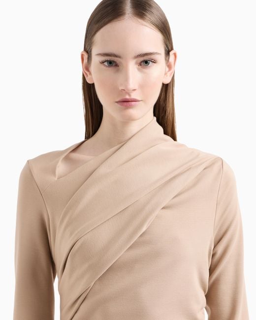 Giorgio Armani Natural Viscose-Blend Milano-Stitch Midi Dress