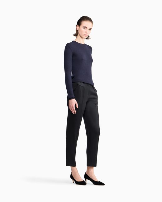 Giorgio Armani Blue Pure Cashmere Crew-Neck Jumper