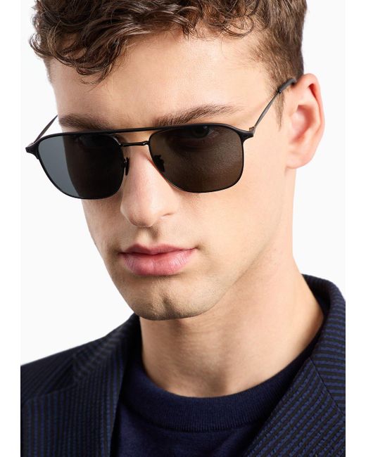Giorgio Armani Eckige Sonnenbrille in Black für Herren