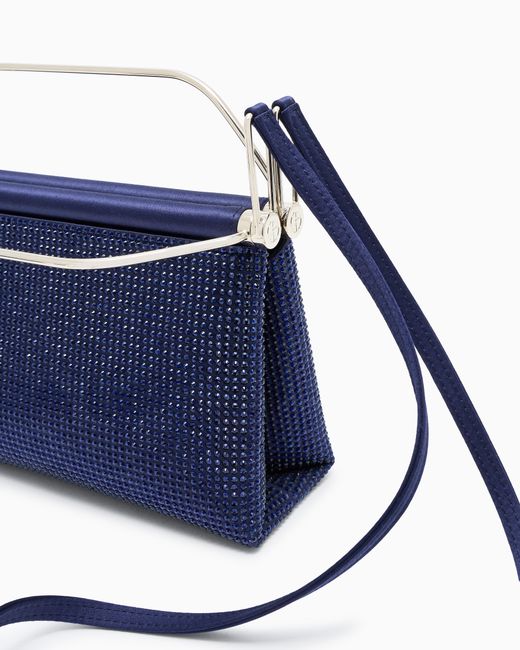 Giorgio Armani Blue Small Satin And Rhinestone Handbag