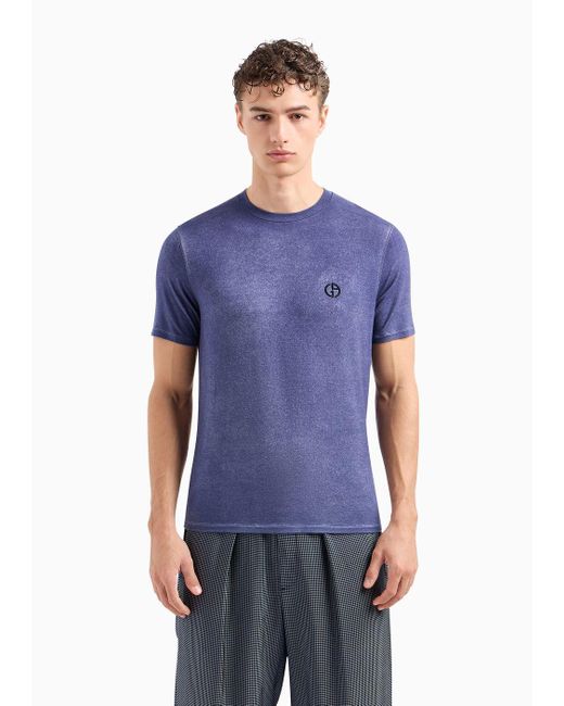 Giorgio Armani T-shirt Mit Rundhalsausschnitt Aus Modal-mischjersey in Blue für Herren