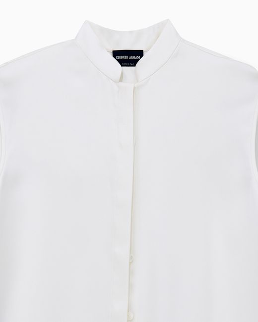 Giorgio Armani White Shirt With Sleeveless Mandarin Collar