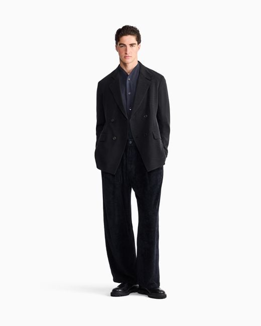 Giorgio Armani Blue V-Neck Shirt for men