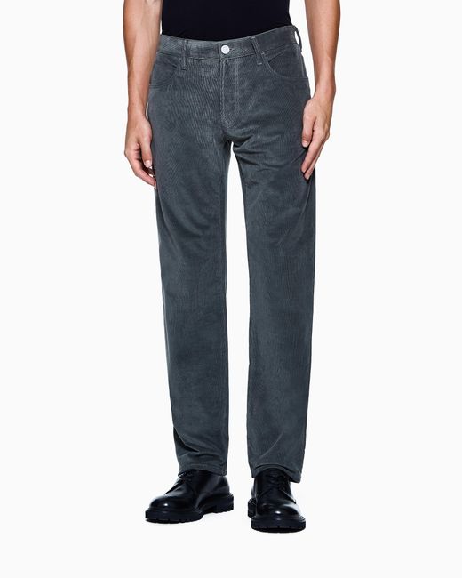 Giorgio Armani Blue Five-Pocket Corduroy Trousers for men