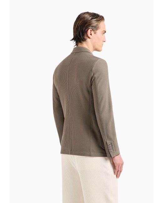 Giorgio Armani Gray Single-breasted Jacket In Technical Waffle Fabric for men