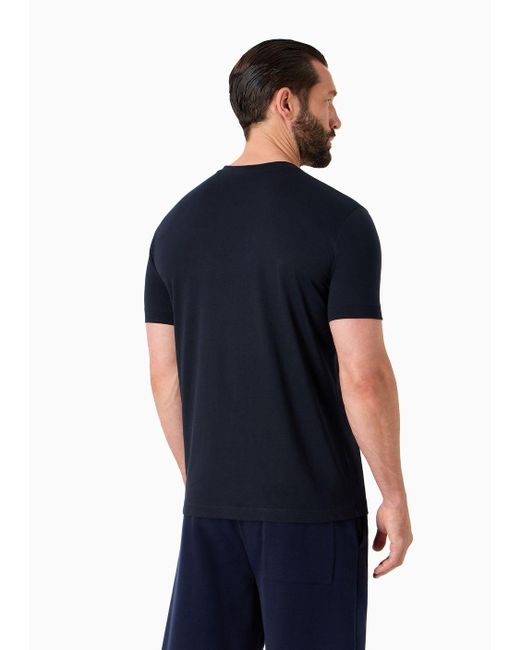 Giorgio Armani Blue Short-sleeved Pima Cotton Jersey T-shirt for men