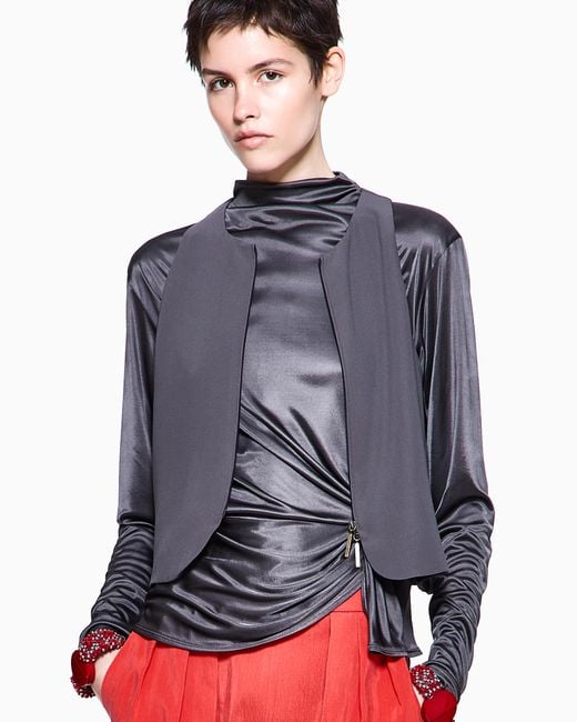Giorgio Armani Blue Viscose Jersey Long-Sleeved Jumper