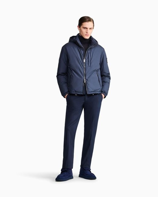 Giorgio Armani Blue Stretch Cashmere And Cotton Trousers for men