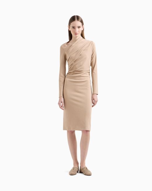 Giorgio Armani Natural Viscose-Blend Milano-Stitch Midi Dress