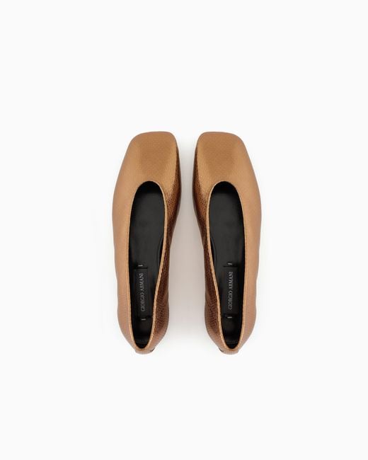 Giorgio Armani White X 10 Corso Como Lamé Leather Ballerinas
