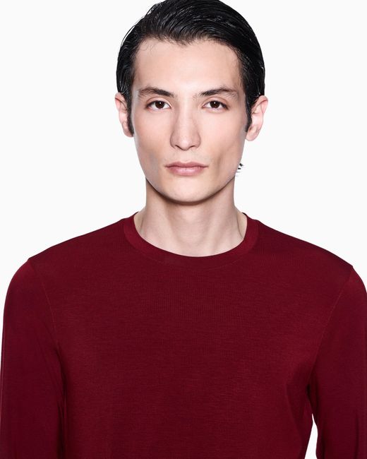 Giorgio Armani Red Long Sleeve Jumper for men