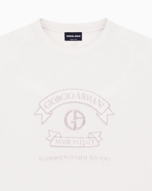 Giorgio Armani White Jersey Crew-Neck T-Shirt With Logo for men