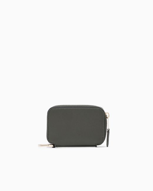 Giorgio Armani Green Leather Mini Wraparound-Zip Wallet