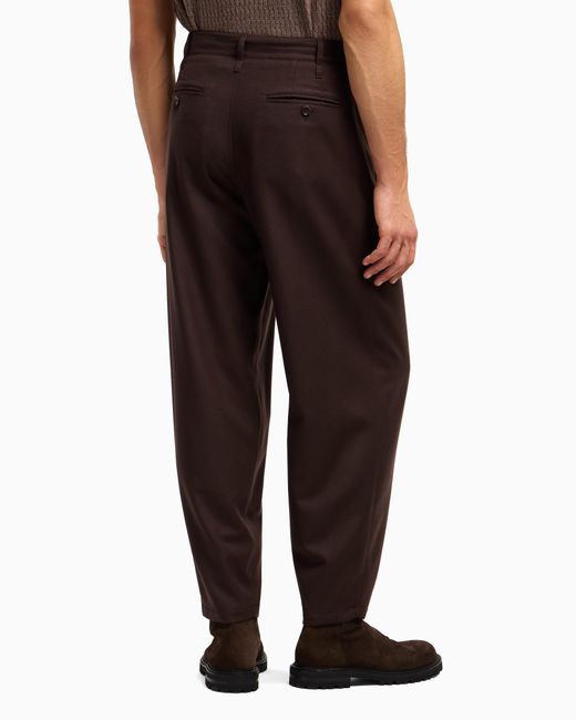 Giorgio Armani Brown Single-Pleat Lightweight Wool Cloth Trousers for men