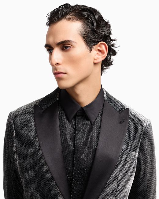 Veste De Smoking Giorgio's À Simple Boutonnage En Velours Micro-Dévoré Giorgio Armani pour homme en coloris Gray