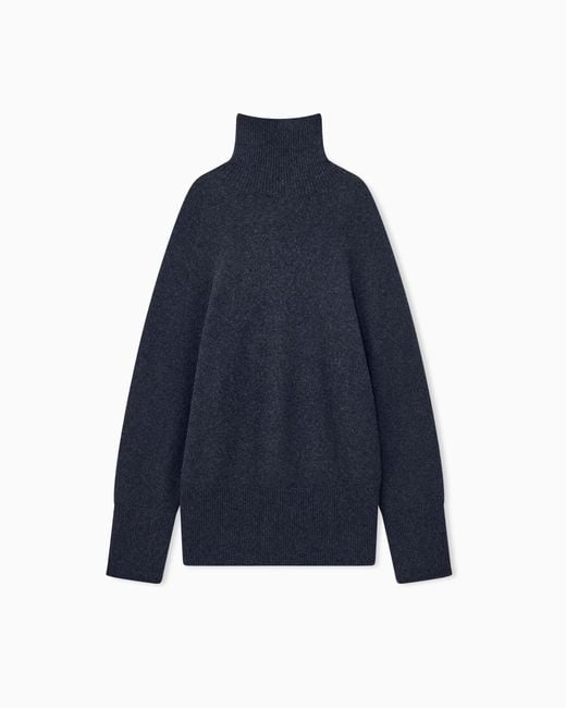 Giorgio Armani Blue Oversized Turtleneck Sweater