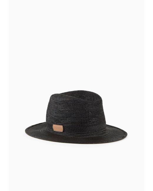 Giorgio Armani White Plaited Straw Hat for men