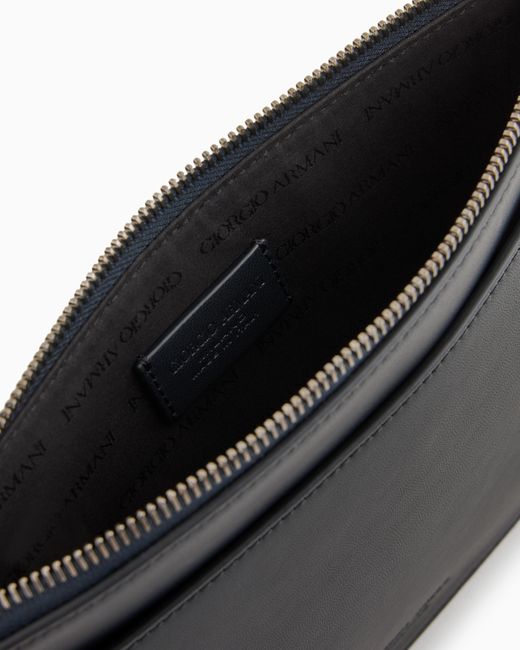 Giorgio Armani Blue Nappa Leather Clutch Bag for men
