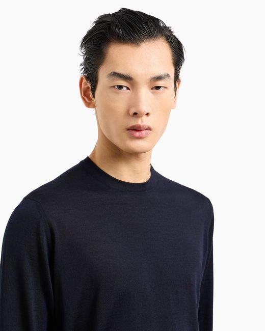 Giorgio Armani Blue Crew Neck Jumper for men