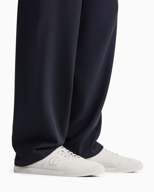Giorgio Armani White Suede Sneakers for men